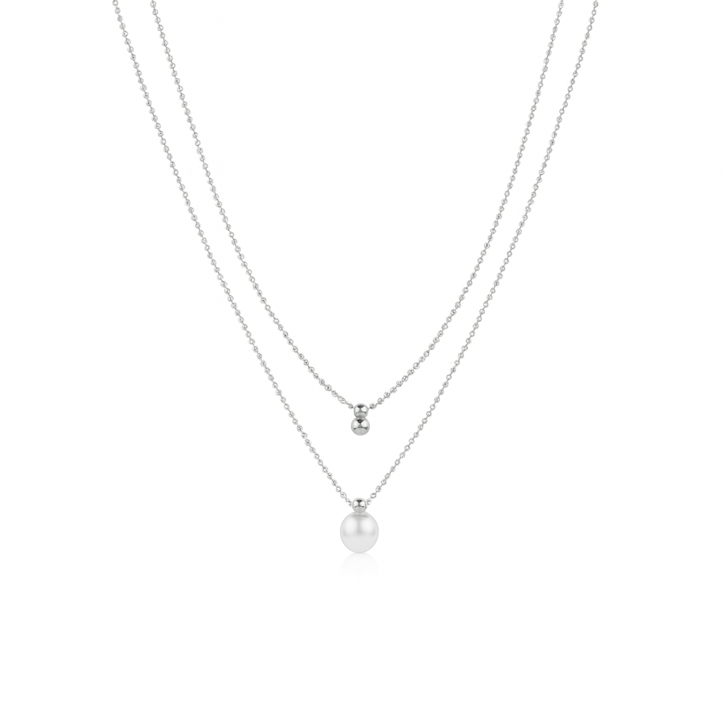 Collana Doppia con Sfera e Perla