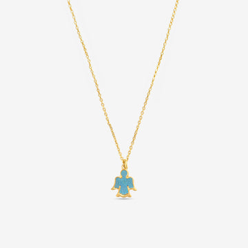 Collana con Angelo in Madreperla Azzurra