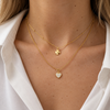Collana Doppia Con Pendente Cuore Zirconato e Quadrifoglio