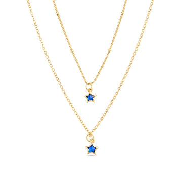 Collana Doppia Con Pendente Stelle Zirconate Blu