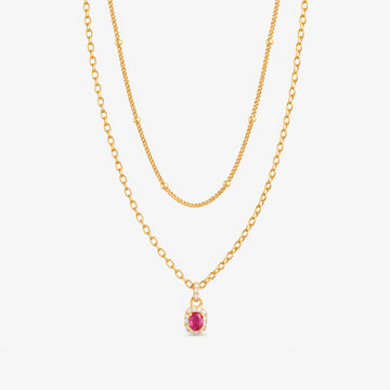 Collana Doppia con Zircone Ovale