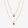 Collana Doppia Con Pendente Cuori Zirconati Rossi