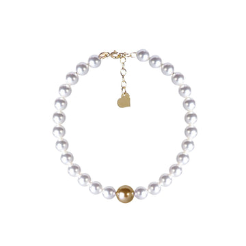 Bracciale Di Perle Con Perla Centrale Colorata