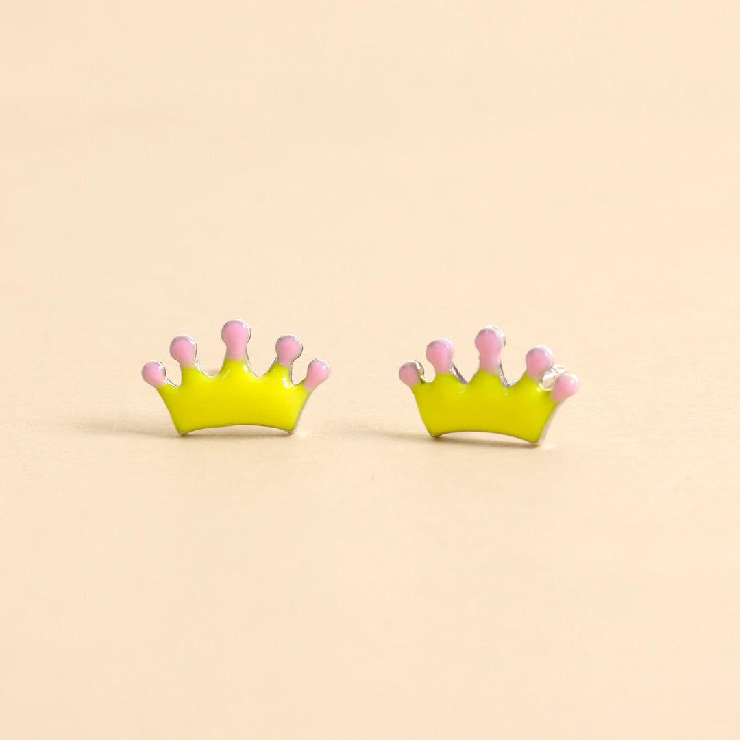 Orecchini a cerchio a forma di corona placcati oro 18 carati, stile anni '70 - Italia Orecchini a cerchio a forma di corona placcati oro 18 carati, stile anni '70 - Italia