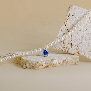 Collana Di Perle Con Goccia Zirconata