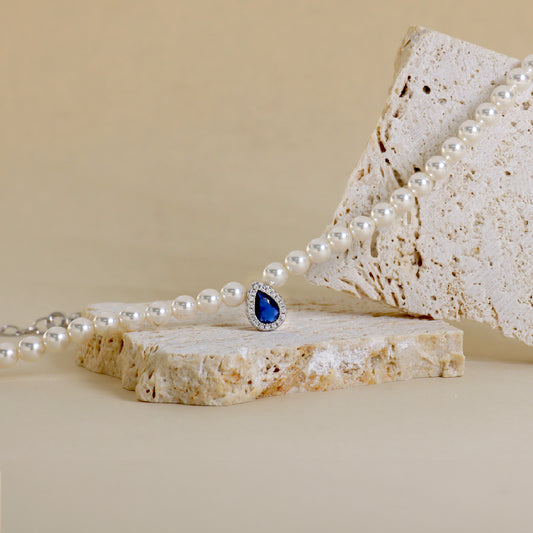 Collana Di Perle Con Goccia Zirconata
