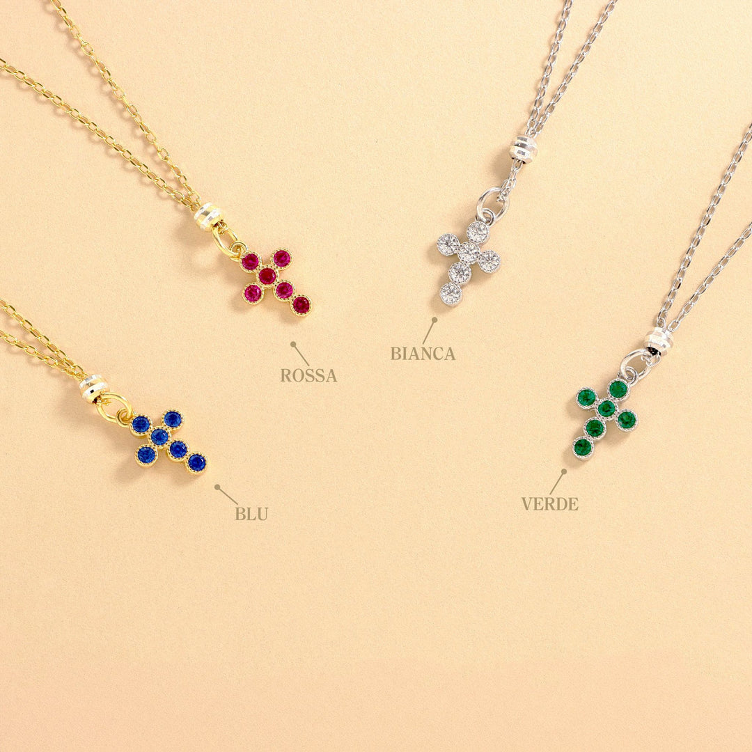 Collana Con Croce In Oro 18 Kt Con Diamante Naturale Taglio Brillante Per Ct 0 03 Purezza Vvs Colore G Firmata Salvini - Foto 13