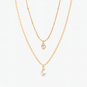 Collana Doppia Cuore e Perla