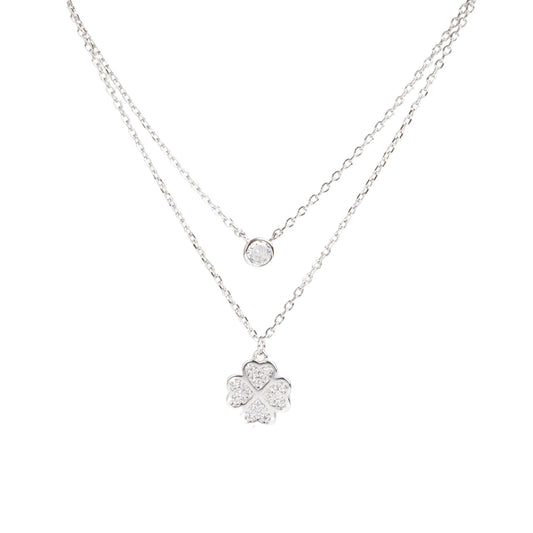 Collana doppia quadrifoglio e punto luce