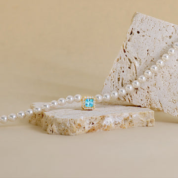 Collana Di Perle Con Quadrato Zirconato