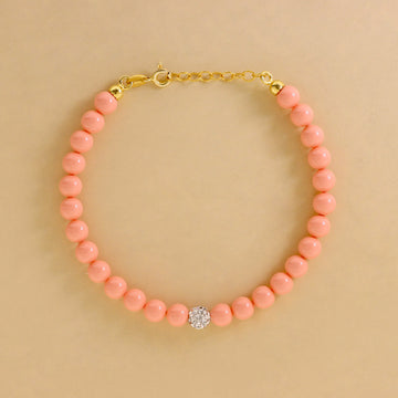 Bracciale Di Perle Rosa Con Strass