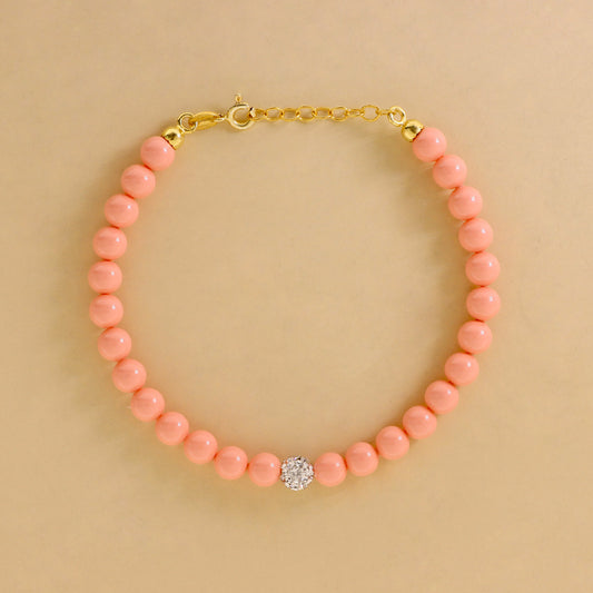 Bracciale Di Perle Rosa Con Strass