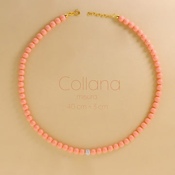 Collana Di Perle Rosa Con Strass