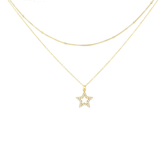 Collana Doppia Con Pendente Strass