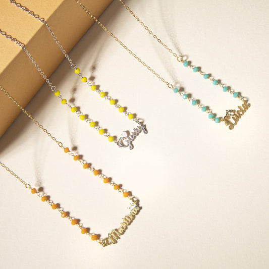 Collana Con Cristalli e Nome Baby