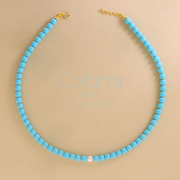 Collana Di Perle Turchese con Perla Colorata
