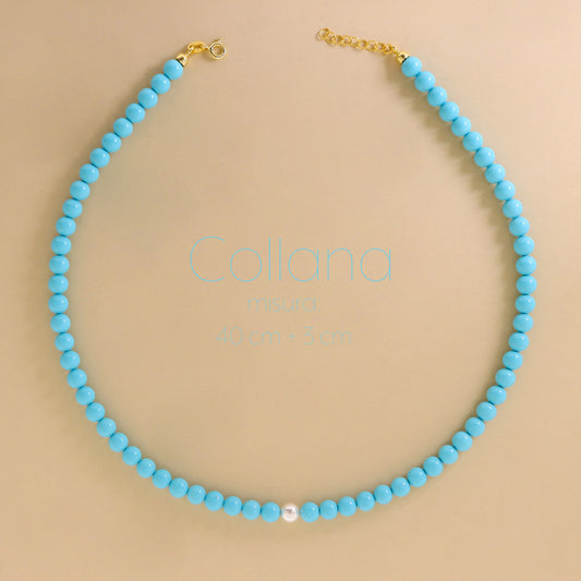 Collana Di Perle Turchese con Perla Colorata