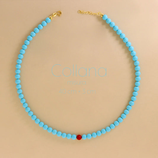 Collana Di Perle Turchese con Perla Colorata