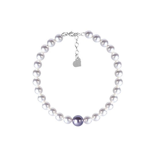 Bracciale Di Perle Con Perla Centrale Colorata