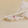 Collana Di Perle Con Ovale Zirconato