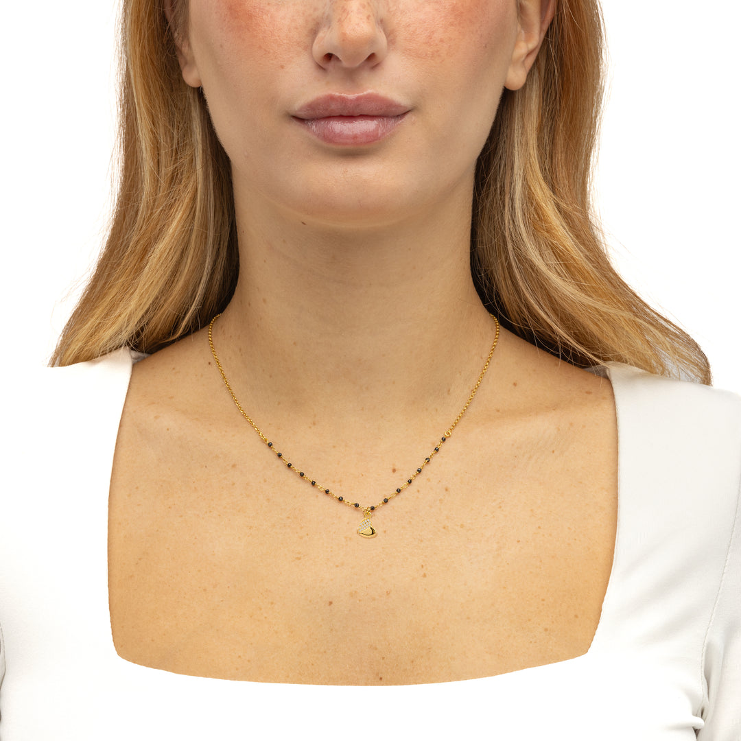 Collana Rosario con Pendente Zirconato Cuore e Stella