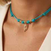 Choker Cordino con Corno e Zirconi