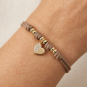 Bracciale Cordino con Cuore e Zirconi