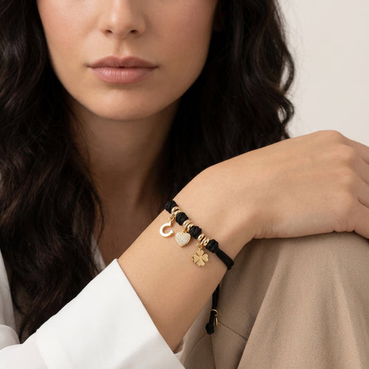 Bracciale Cordino con Tris Porta Fortuna