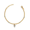 Bracciale Doppio Filo con Sfere Colorate e Croce